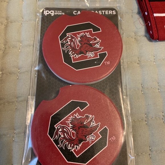 South Carolina Gamecocks Fan 6-Pc Car Set NEW Koozie Lanyard Car coasters & more - Picture 6 of 13